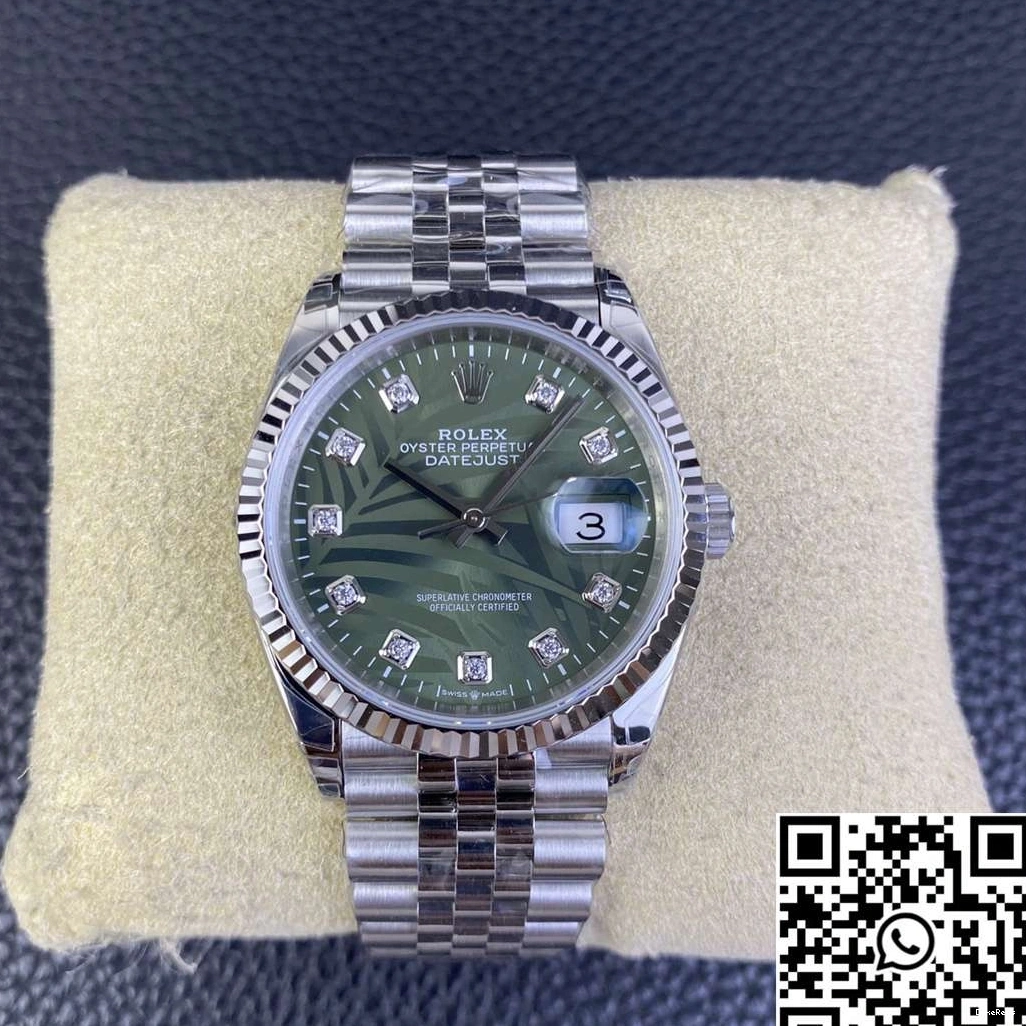 Datejust Dial Green Clean M126234 36MM Motif Diamond Steel Hourmarker Stainless Factory Rolex 0706
